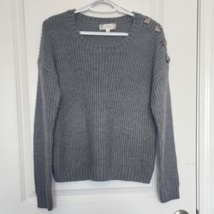 Pink Rose Sweater 4 Button Shoulder Accent Size Small